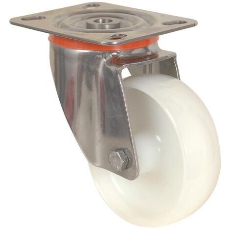 Roulette pivotante sur platine corps inox charges moyennes Mécaninox. diamètre 100 mm. charge 200 kg - GUITEL-POINT M