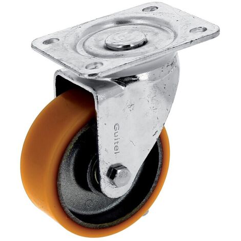 Roulette pivotante sur platine roue althane charges moyennes Fortainer. diamètre 100 mm. charge 200 kg - GUITEL-POINT M