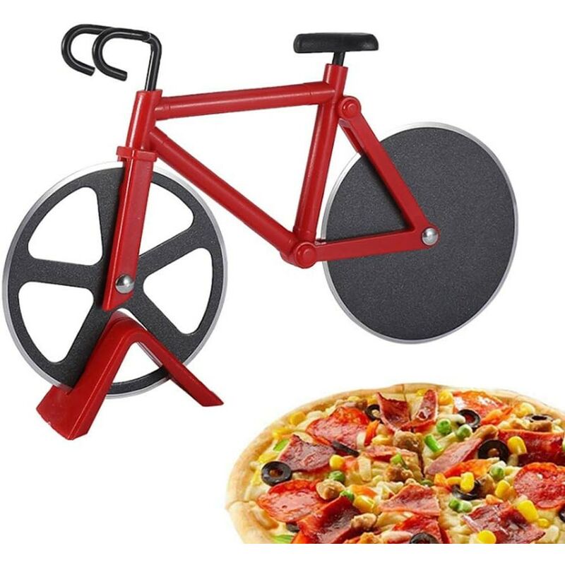 Roulette Pizza , Roulette à Pizza Original, Couteau à Pizza en Forme de Vélo, Roulette Pizza Professionnel (Rouge)