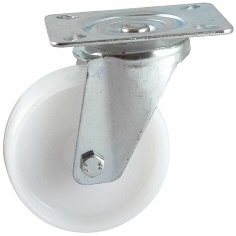 Roulette polyamide blanc pivotante à platine D125mm - AVL - 590833O
