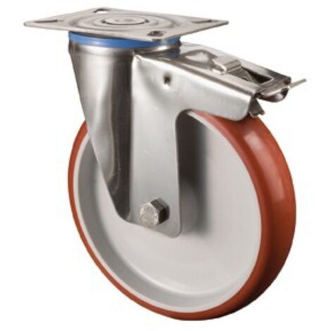 Roulette polyurethan avec frein d 200 mm 260Kg Tragpour