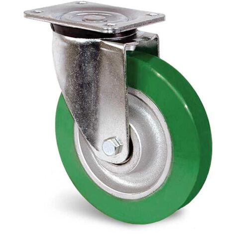 Roulette polyuréthane vert à platine pivotante 200mm 700kg - GUITEL HERVIEU - UP5RA200-242B