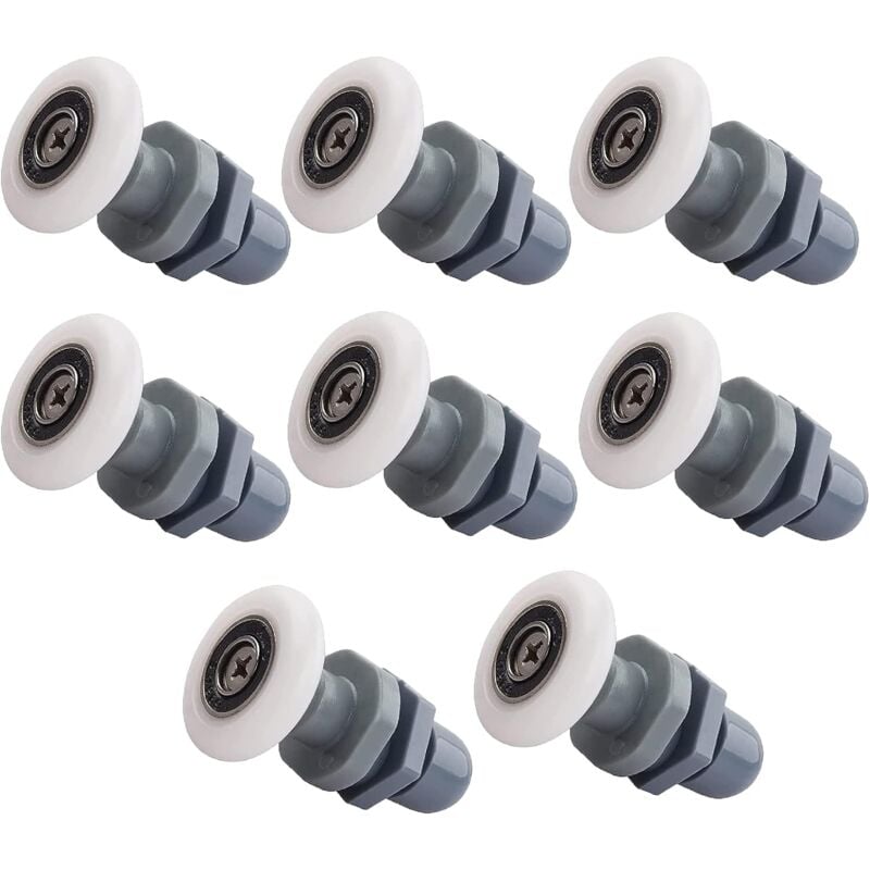 8 Pièces Rouleau Roulette Roue pour Porte de Douche, Roulette de Douche 19mm, Roulettes Coulissantes Porte, Convient Aux Portes en Verre d'Une