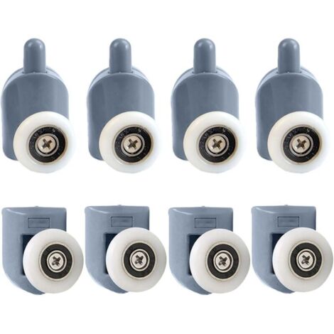 Roulette Porte Coulissante Douche 8 Pièces Rouleaux de porte de douche Roulettes pour Porte de Douche Porte Coulissante de 23 mm pour Porte Douche Salle de Bain (Supérieures et Inférieures)