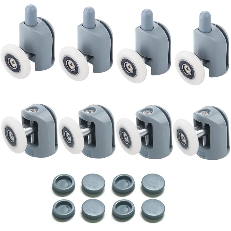 Memkey - Roulette Porte Coulissante Douche 8 Pièces Roulettes pour Porte de Douche 23mm Douche pour Salle de Bain, 4 Supérieures et 4 Inférieures