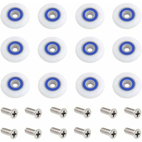 Roulette Porte Douche 12 Pièces 27mm Roulettes pour Porte de Douche Roulette Porte Douche Roues Roulettes de Rechange Roulette Porte Roulette de Douche pour Porte de Douche avec Des Vis