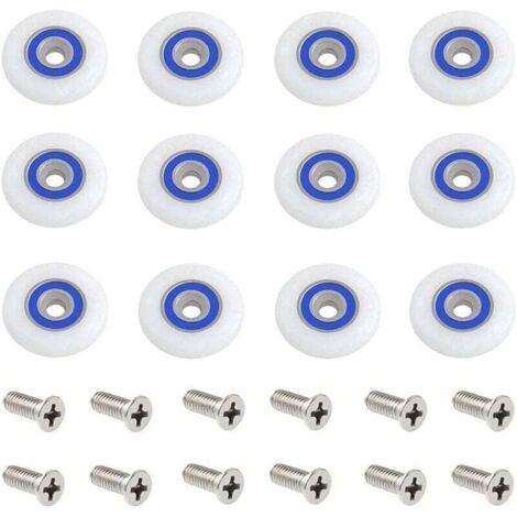 Roulette Porte Douche 12 Pièces 27mm Roulettes pour Porte de Douche Roulette Porte Douche Roues Roulettes de Rechange Roulette Porte Roulette de Douche pour Porte de Douche avec Des Vis