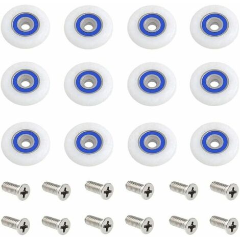 Roulette Porte Douche 12 Pièces 27mm Roulettes pour Porte de Douche Roulette Porte Douche Roues Roulettes de Rechange Roulette Porte Roulette de Douche pour Porte de Douche avec Des Vis
