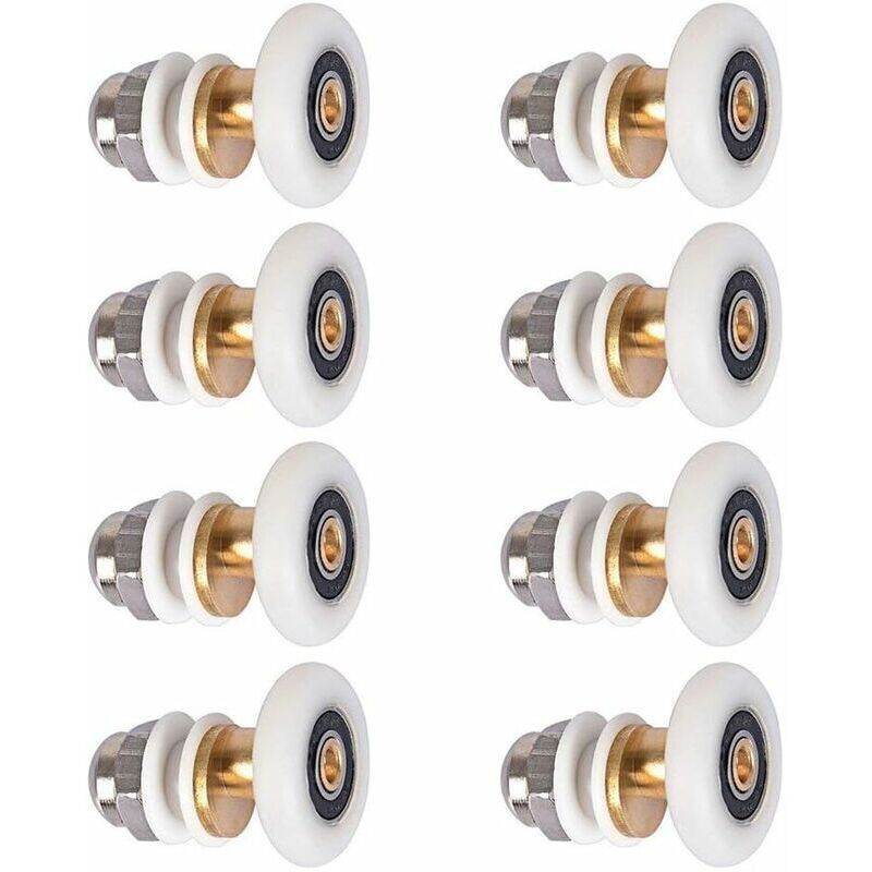 Roulette Porte Douche, Roulettes de Porte Coulissante Cabine de Douche Porte Poulies Roue de Rechange pour Rouleau avec Diamètre de Roues 27mm, 8