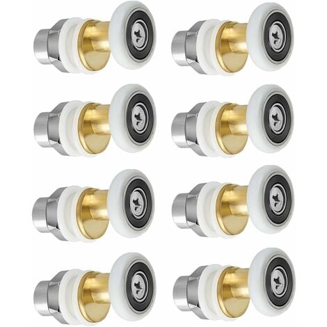 Roulette Porte Douche, Roulettes de Porte Coulissante Cabine de Douche Porte Poulies Roue de Rechange pour Rouleau avec Diamètre de Roues 27mm, 8 Pièces