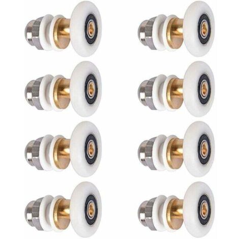 Roulette Porte Douche, Roulettes De Porte Coulissante Cabine De Douche Porte Poulies Roue De Rechange Pour Rouleau Avec Diamètre De Roues 27mm, 8 Pièces