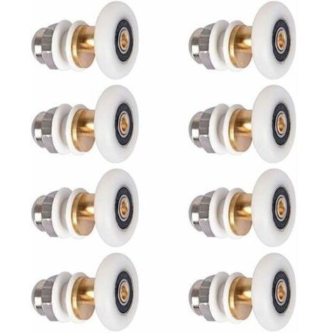 Roulette Porte Douche, Roulettes de Porte Coulissante Cabine de Douche Porte Poulies Roue de Rechange pour Rouleau avec Diamètre de Roues 27mm, 8 Pièces