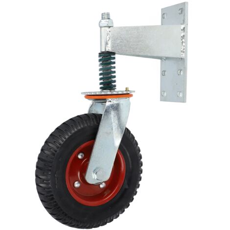 Roulette pour portail de 20 cm (8 pouces), capacité de charge de 272 kg (600 lb), en acier à haute teneur en carbone et caoutchouc, roulette rouge