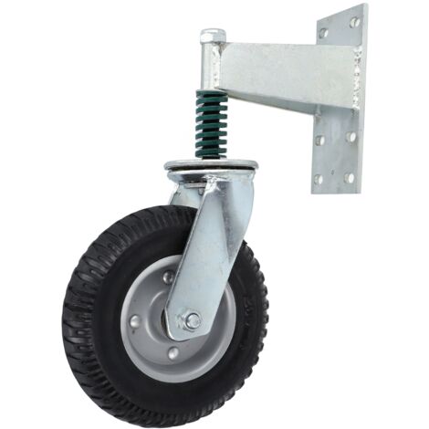 Roulette pour portail de 20 cm (8 pouces), capacité de charge de 272 kg, en acier à haute teneur en carbone et caoutchouc, couleur grise