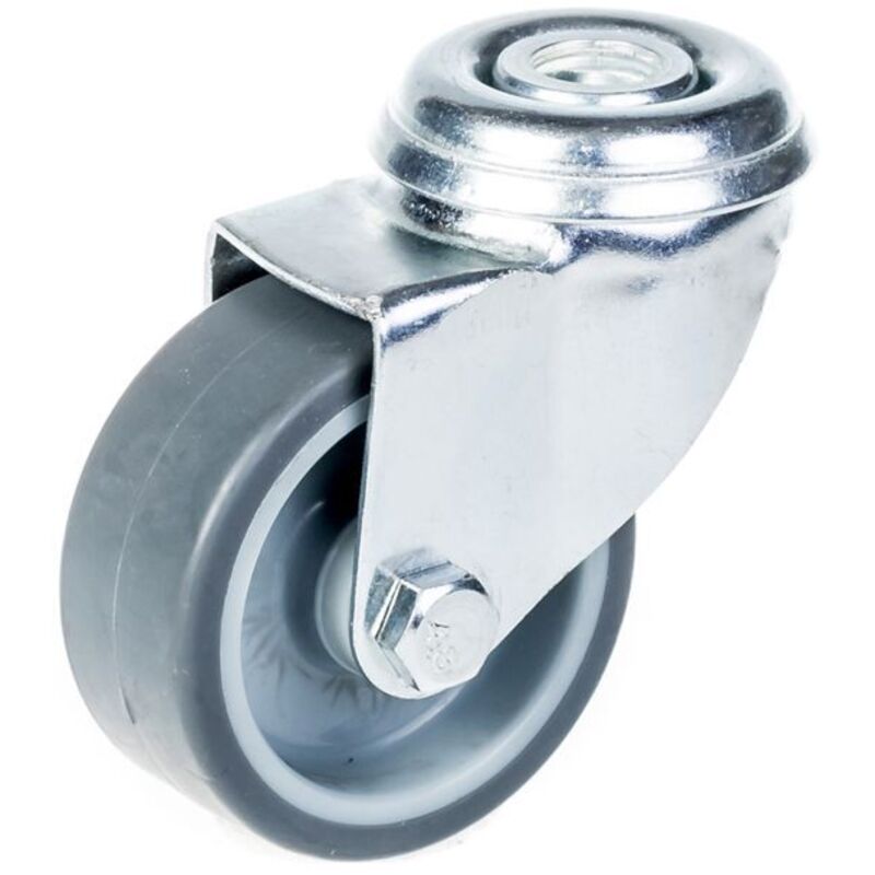 Roulette - Rubber - Swivel - Diameter 50mm - Capacity 40kg - Hole Mounting