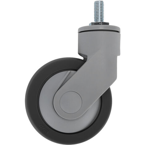 Roulette silencieuse TPR 4 pouces avec tige filetée M12 pour meubles et équipements roulants