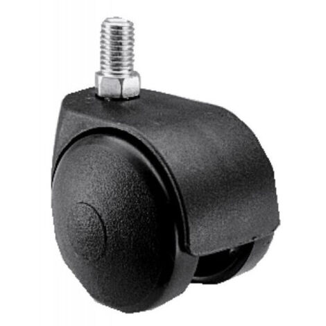 Roulette Twiny double galet noire à tige fileté pivotante M8 50mm - GUITEL HERVIEU - 727413