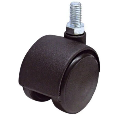 Roulette Twiny Noire  à Tige Filetée Pivotante  50 X 40 25