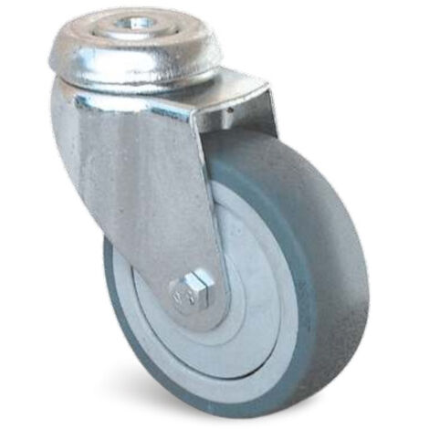 Roulette Uniroll caoutchouc grise à trou central pivotante 75mm - GUITEL HERVIEU - 840080