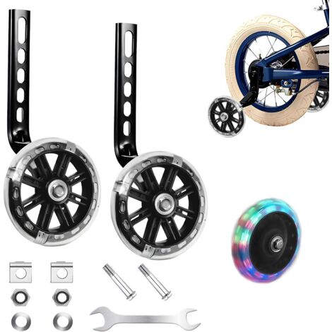 Roulette Velo Enfant, Roues Stabilisatrices, Roues D'entraînement de Vélo de Support pour Vélo D'dnfant Stabilisateurs Universelle 12 14 16 18 20 Pouces Roue Réglables pour Enfants