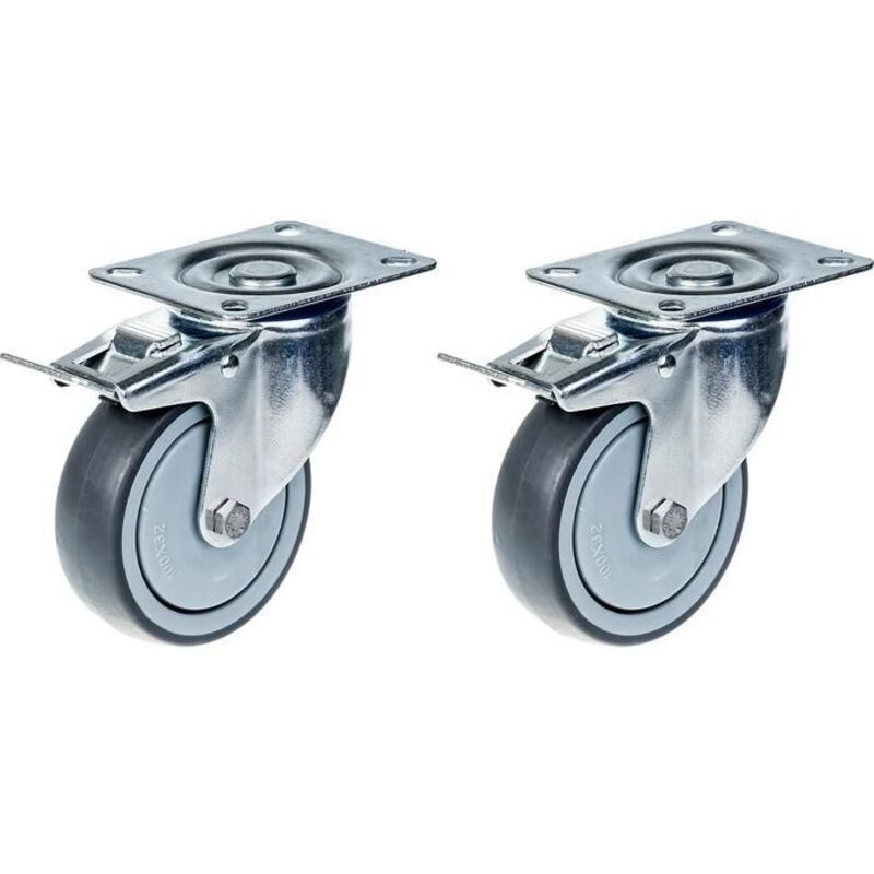 'Roulette - ZHONGSHAN - 100mm - Set of 2 - Swivel with brake - Capacity 220kg'