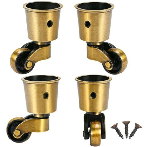 Roulette，4 Pièces roulettes Pivotantes, roulettes Rondes en Cuivre roulettes Anciennes Pas De Bruit Portable Peut Pivoter à 360° pour Canapé/Chaise/Table Basse/étagère，CMODIHI