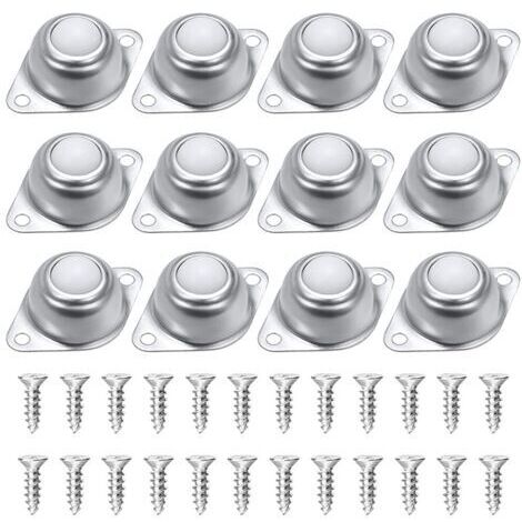 Roulettes à Billes pour Meubles,Lot de 12 Transfert à Billes,Rouleaux à Billes en Nylon et en Acier Inoxydable,Avec 24 vis,pour Chariot à Bagages Coulissant, Meubles, Fauteuil Roulant Livré