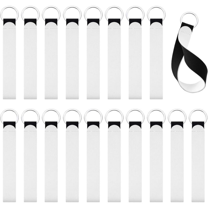20 Pièces Sublimation Blanc Lanières De Poignet En Néoprène Sangle Bracelet En Néoprène Porte-clés Lanière De Poignet Porte-clés pour Femmes Filles