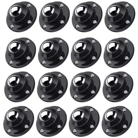 Roulettes auto-adhésives de 2,5 cm pour bacs de rangement de petits appareils électroménagers (noir)