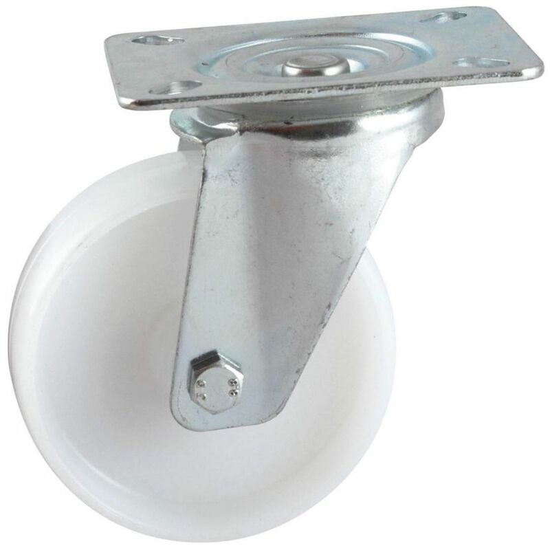 AVL - Roulette polyamide blanc pivotante à platine D125mm 590833O