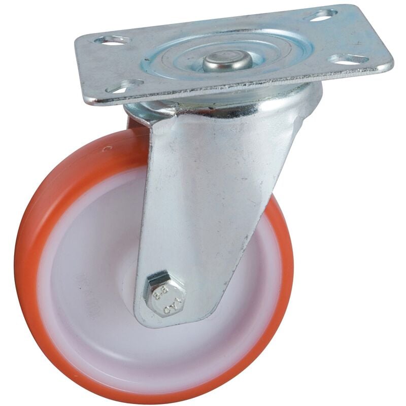 AVL - Roulette D100mm polyuréthane rouge platine pivotante 504832O
