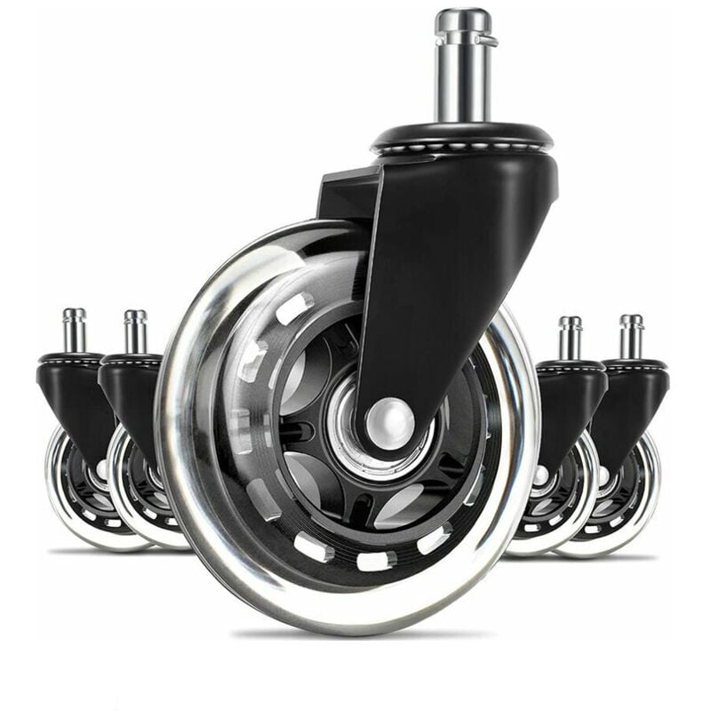Roulettes Chaise de Bureau 5pcs, Roues pivotantes 11x22 mm pour chaises , Roulement Silencieux à 360°, Résistante à l'abrasion, Protection Contre