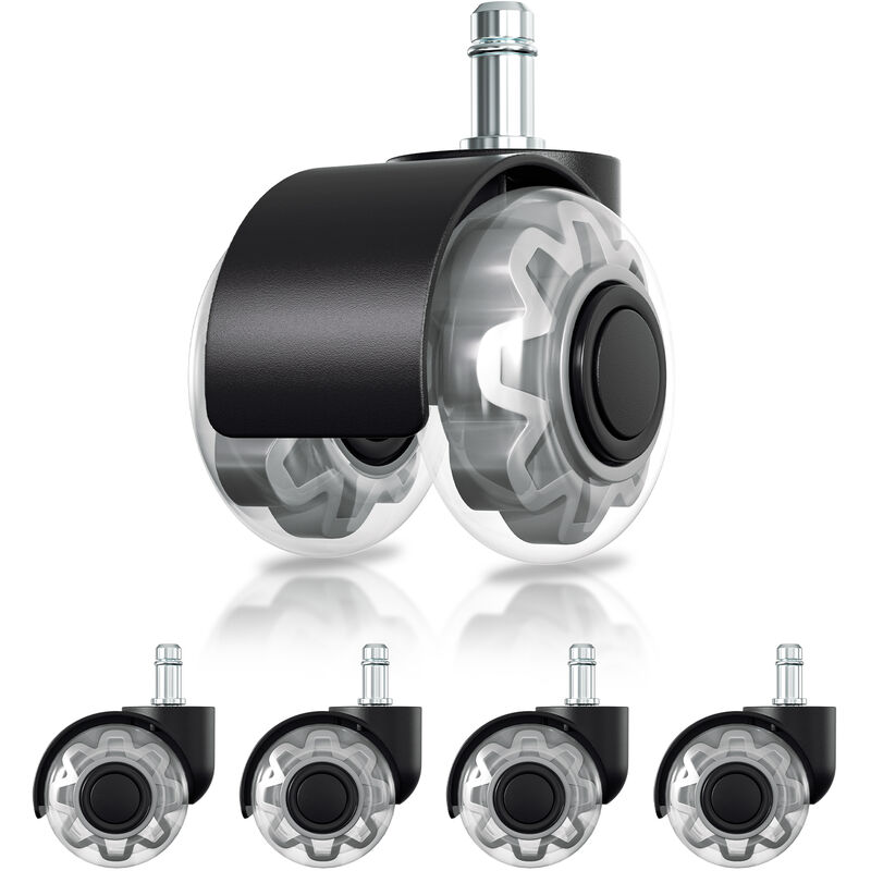 Swanew - Roulettes Chaise de Bureau,Rotation de 360 degrés Contre Rayure,Agréable et Silencieux,11x22mm,Roulettes de chaise 5 pcs
