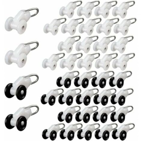 Roulettes coulissantes pour rideaux (40 pièces) pour tringle à rideaux avec crochets de pergola