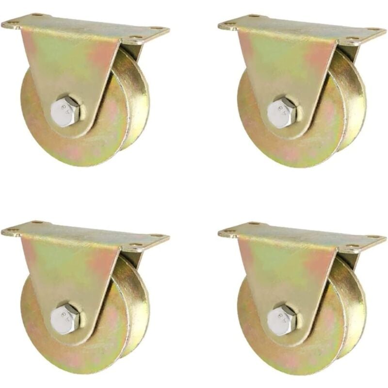 Roulettes de bureau Roulette rigide robuste de type u avec support, rouleau de porte coulissante,4 roues de porte coulissante 50 mm, for voie