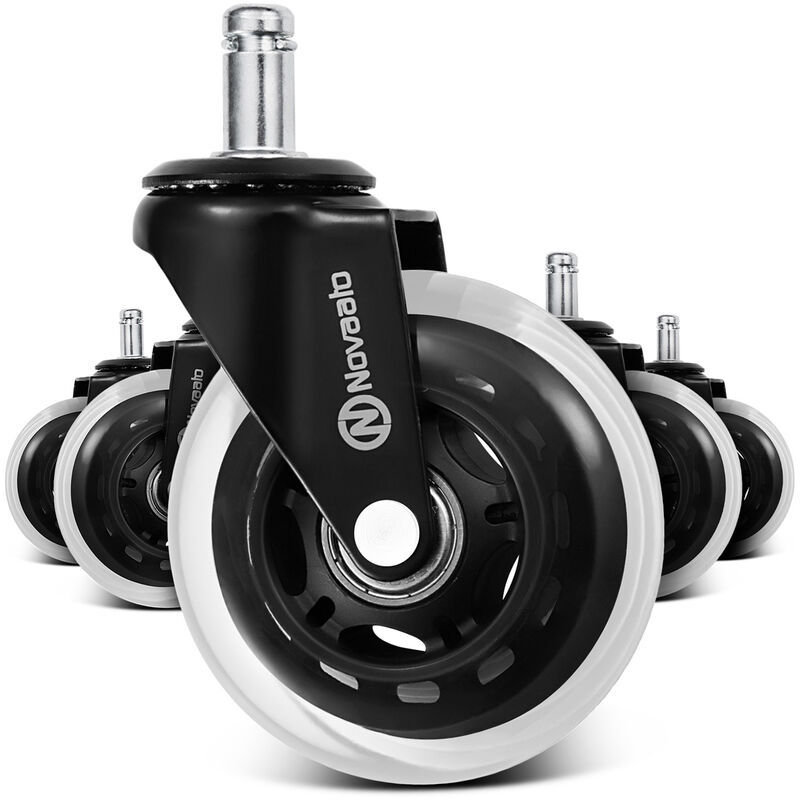 Oneconcept - Roulettes de chaise de bureau 5 roulettes 11 x 22 mm, pivotantes à 360 °, remplaçables, sans rayures