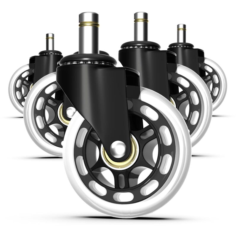 Lablanc - 5 roulettes Chaise de Bureau-10x22 mm Roulette Fauteuil Bureau Roulement -Agréable et Silencieux 360°Rotation Protéger Le Sol Résistantes à