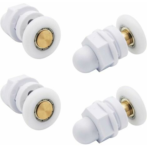 Roulettes de Douche Roue pour Porte de Douche Roulettes Coulissantes Rouleaux De Porte De Douche Laiton Cabine de Douche Porte a Roulette Roue de Porte Poulies Accessoire Matériel Outil 4PCS