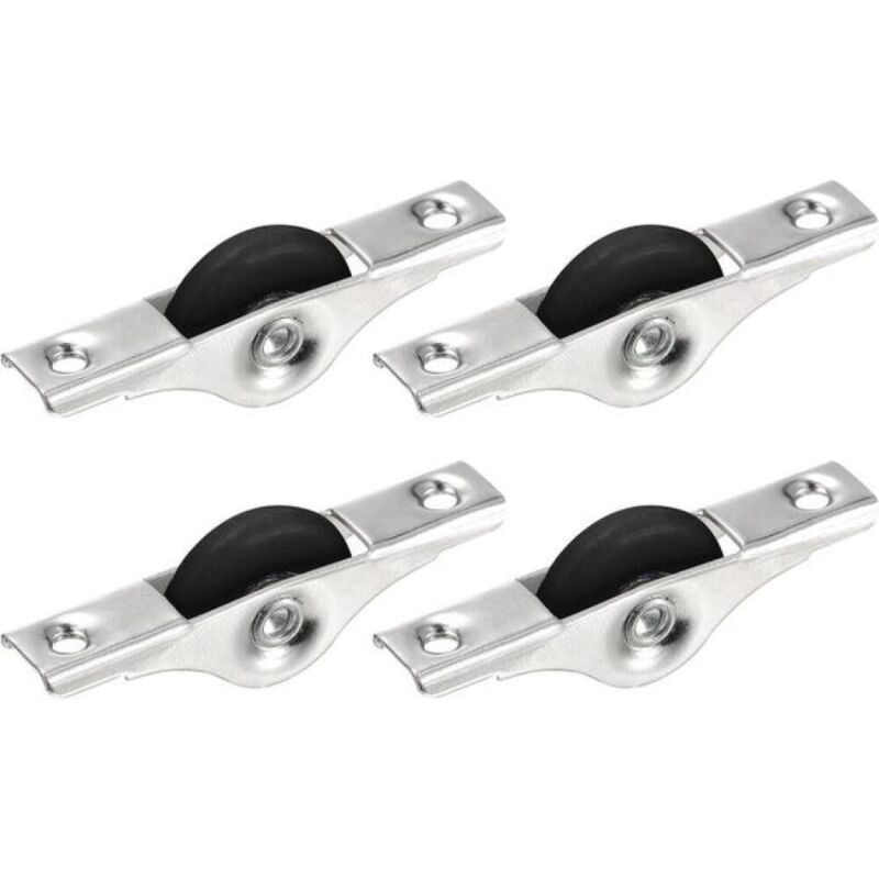 Roulettes de Porte Coulissante en Nylon de 30 mm Pour Meubles, Écrans, Armoires, Placards Avec Vis, Lot de 4, Noir Ton Argenté