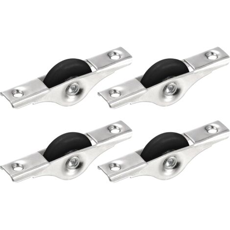 Roulettes de Porte Coulissante en Nylon de 30 mm Pour Meubles, Écrans, Armoires, Placards Avec Vis, Lot de 4, Noir Ton Argenté