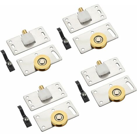 Roulettes de Porte Coulissante Placard la Porte Poulie Coulissante, Meubles Roues Coulissante Guides Roulements à Bille Coulissant Pièces pour Placard, Armoire, Cabinet（4 Paires）