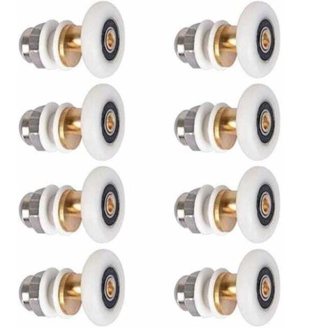 Roulettes de porte de douche, roulettes de porte coulissante, roulettes de remplacement, diamètre de roue 23 mm, 8 pièces