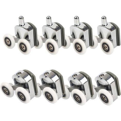 Roulettes de porte de douche, Roulettes de porte de douche 23mm Roulettes de curseur Poulies 8PCS Diamètre de la porte de douche Haut Bas Pièces de rechange de salle de bain