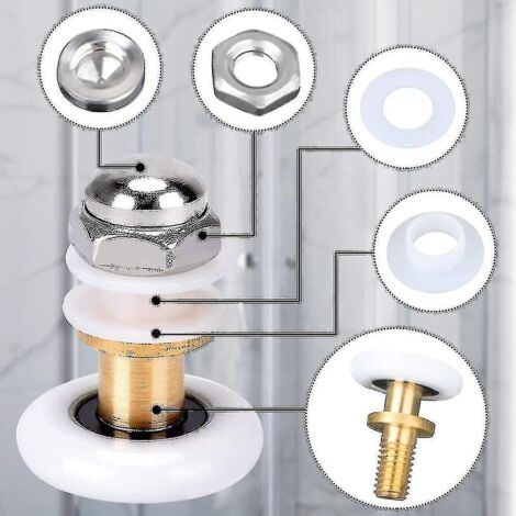 Roulettes de porte de douche Suxm 25 mm pour portes coulissantes de douche, lot de 8.