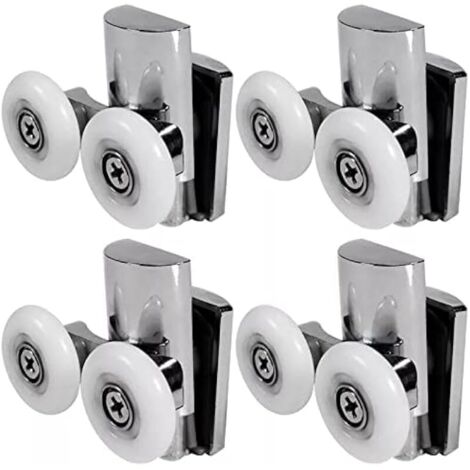 Roulettes de Porte de Douche,23 mm Roues en Haut ou en Bas, porte Coulissante Douche pour Cabine Salle de Bains Porte en Verre (23mm/2top+2bottom)