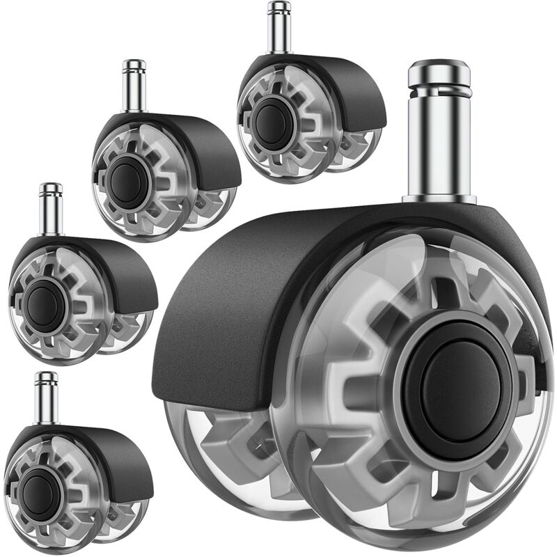Tigrezy - Roulettes de rechange pour chaise de bureau : roulettes robustes de 5 cm (lot de 5), universelles, sans danger pour tous les sols et