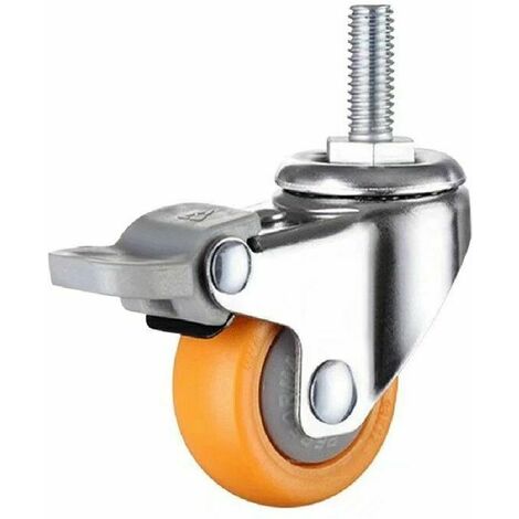 Roulettes de transport très résistantes avec frein, pivotantes à 360 degrés, parfaites pour les petits meubles (orange, dimensions : 50mm, M1025),1pcs DOPA