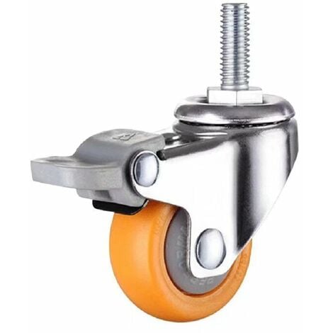 Roulettes de transport très résistantes avec frein,pivotantes à 360 degrés,parfaites pour les petits meubles (orange,dimensions : 25mm,M6×15),1pcs GrooFoo