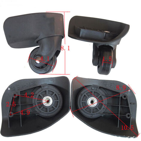 Roulettes de valise A05 noires, paire de roues pivotantes 360°, résistantes et universelles