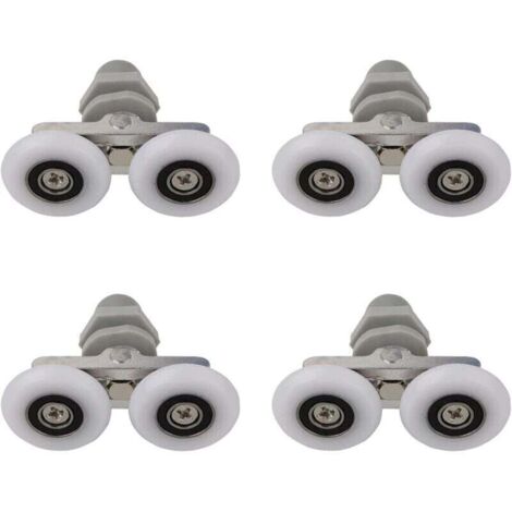Roulettes Doubles pour Porte de Douche Roulettes pour Porte de Douche Roulettes Coulissantes Porte Salle de Bain Douche Rouleau de Douche de Rechange,Pièces de rechange pour salle de bain 23mm 4 PCS